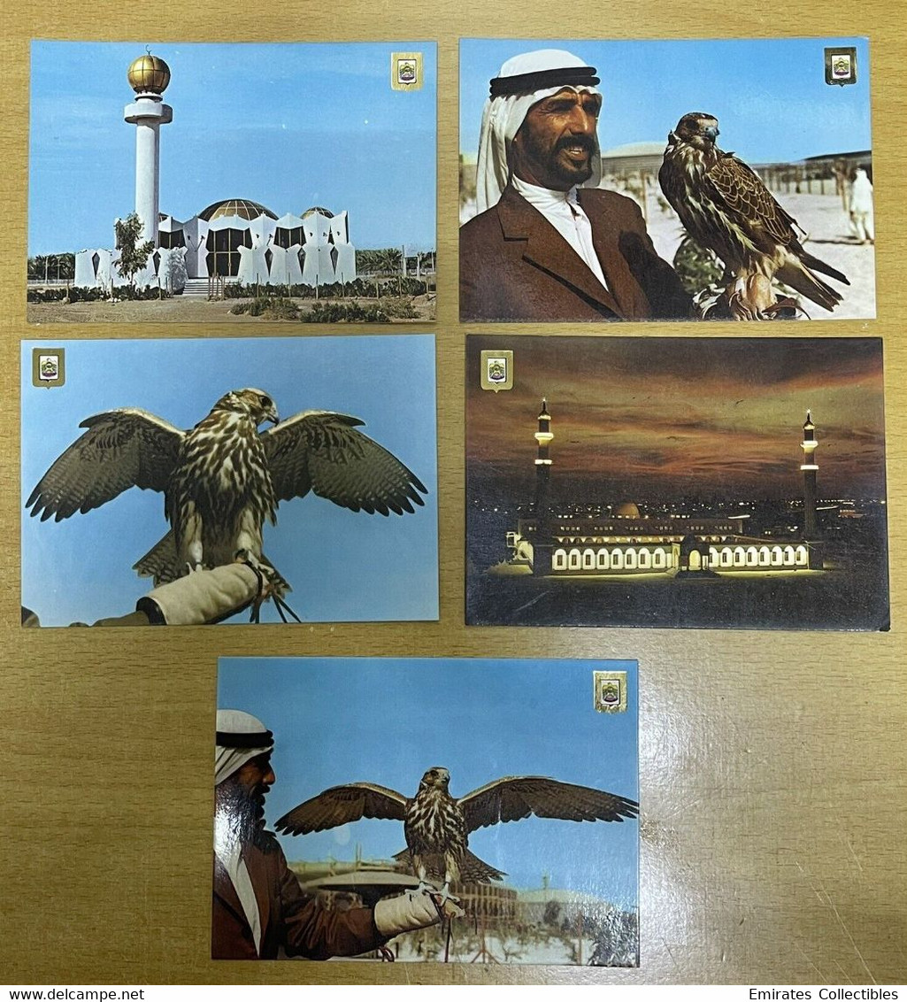 United Arab Emirates Falcon Training ,Mosque Old Postcards Printed In Spain RARE - Ver. Arab. Emirate