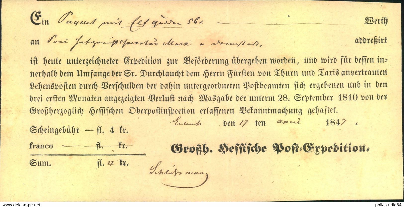 1847/1876, 5 Postscheine - Sonstige & Ohne Zuordnung