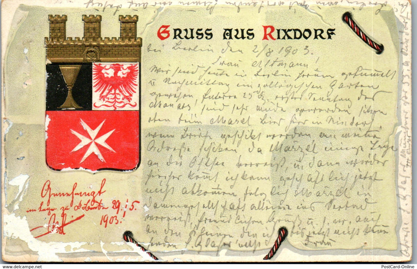 37478 - Deutschland - Rixdorf , Gruss Aus , Berlin Neukölln - Gelaufen 1903 - Rixdorf