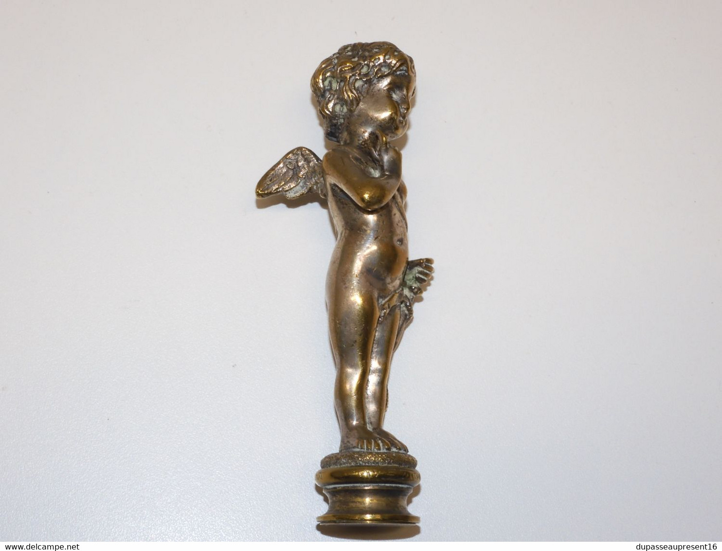 *SCEAU CACHET XIXe BRONZE ARGENTE Cupidon BUREAU collection vitrine E