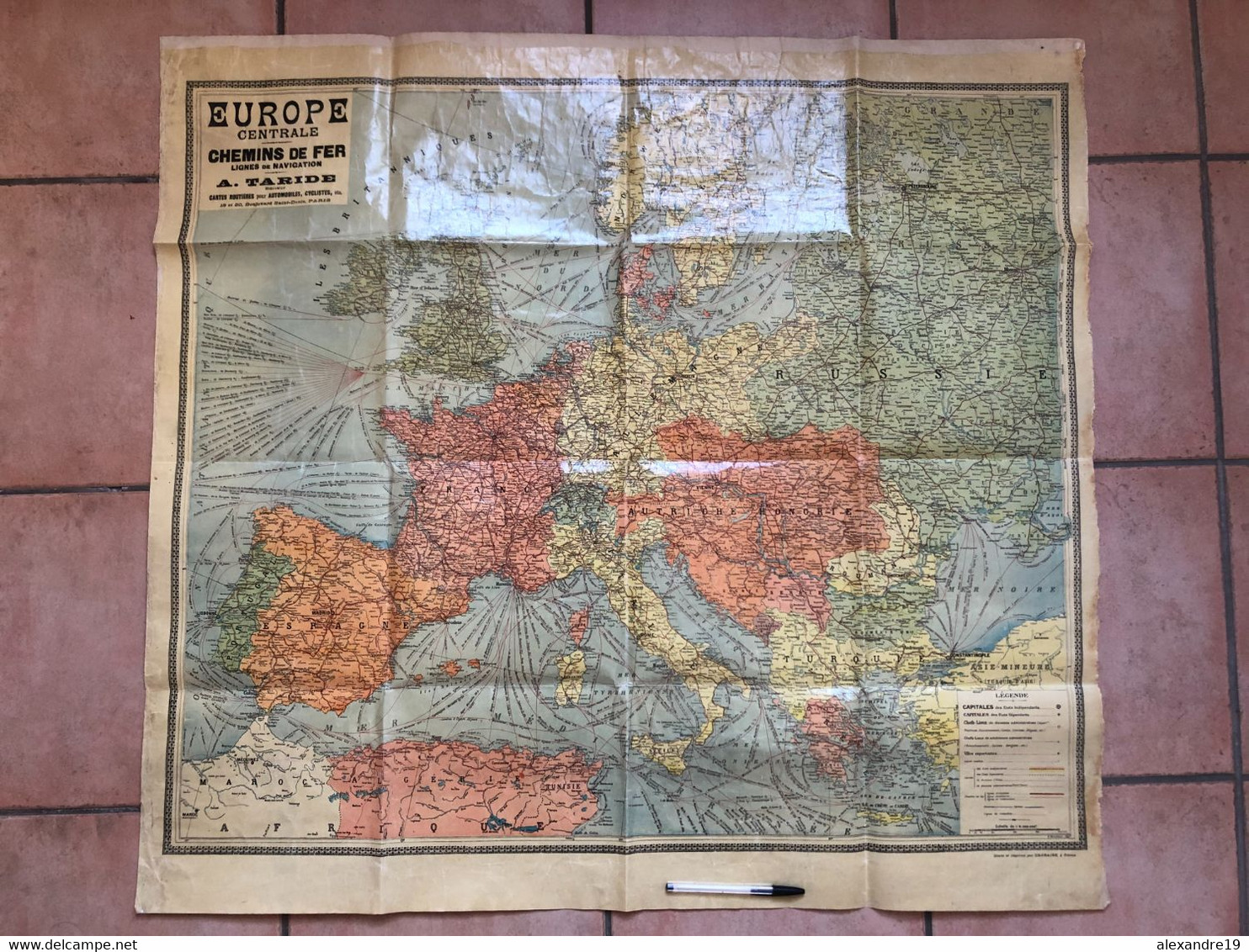 Carte Europe Centrale Chemin De Fer, Navigation, Taride, Vers 1886 - 1909 - Cartes Routières