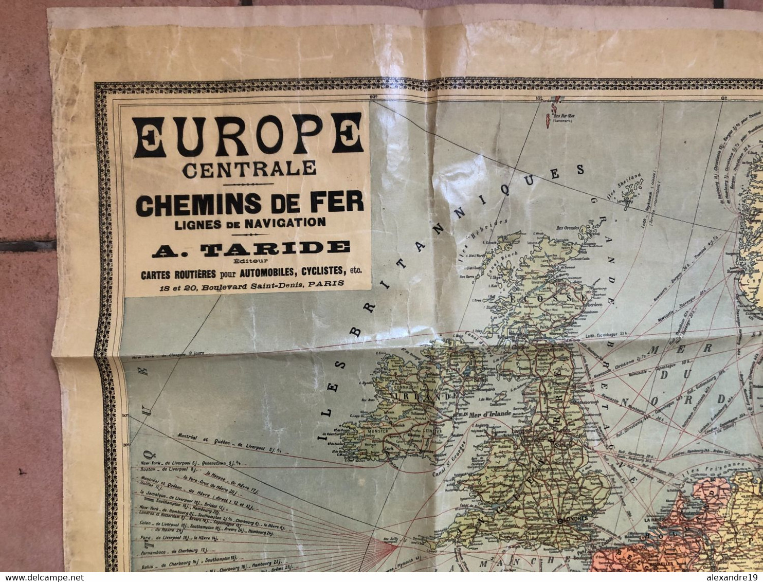 Carte Europe Centrale Chemin De Fer, Navigation, Taride, Vers 1886 - 1909 - Cartes Routières