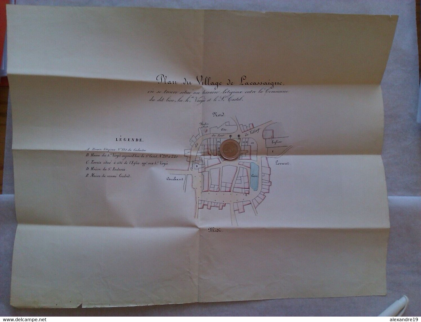 Plan Du Village De Lacassaigne (La Cassaigne Aude) - Carte à La Main Du Milieu XIXe Siècle - Cartes Topographiques