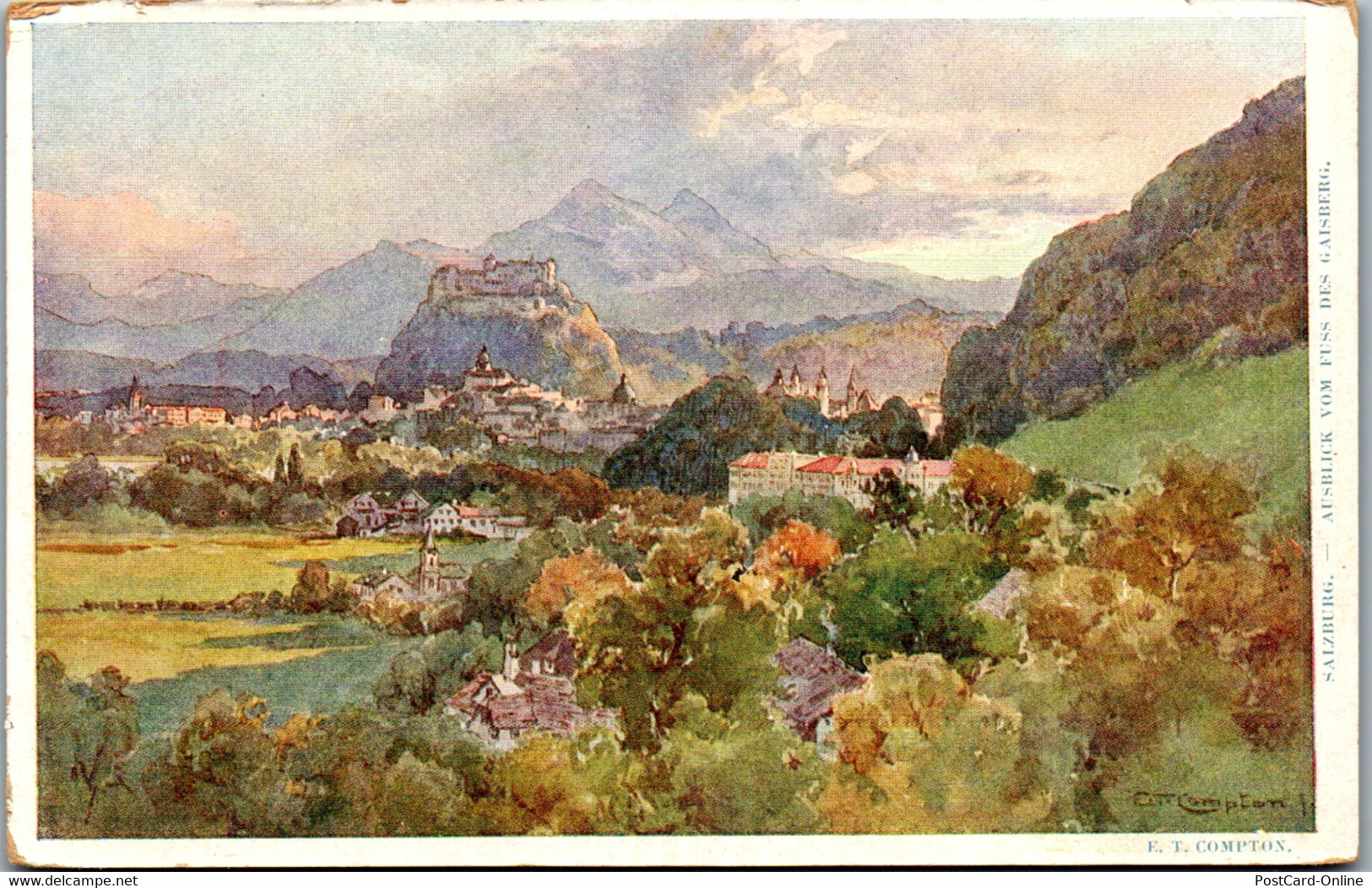 37689 - Künstlerkarte - Salzburg , Ausblick Vom Fuss Des Gaisberg , Signiert E. T. Compton - Nicht Gelaufen - Compton, E.T.