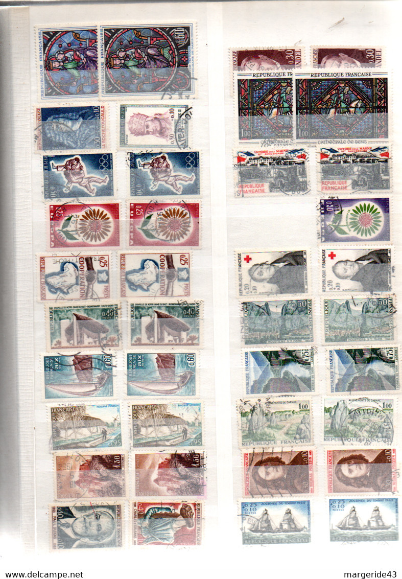 FRANCE LOT D'OBLITERES SUR PAGE - Vrac (max 999 Timbres)