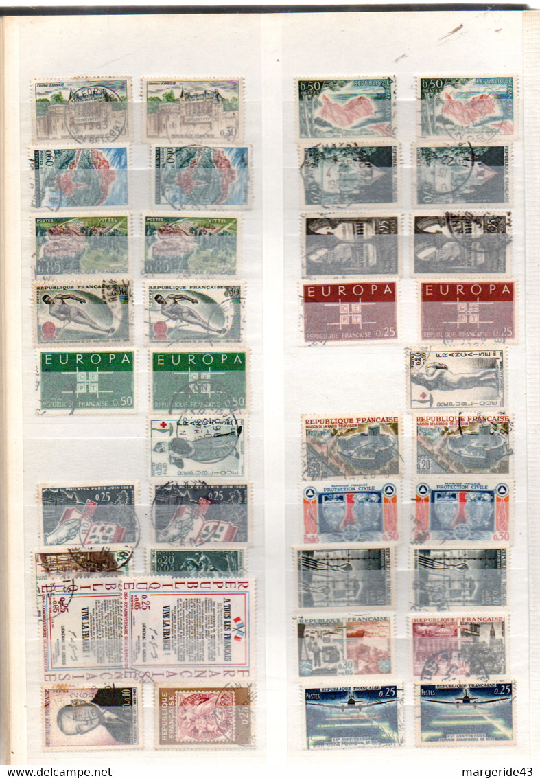 FRANCE LOT D'OBLITERES SUR PAGE - Vrac (max 999 Timbres)