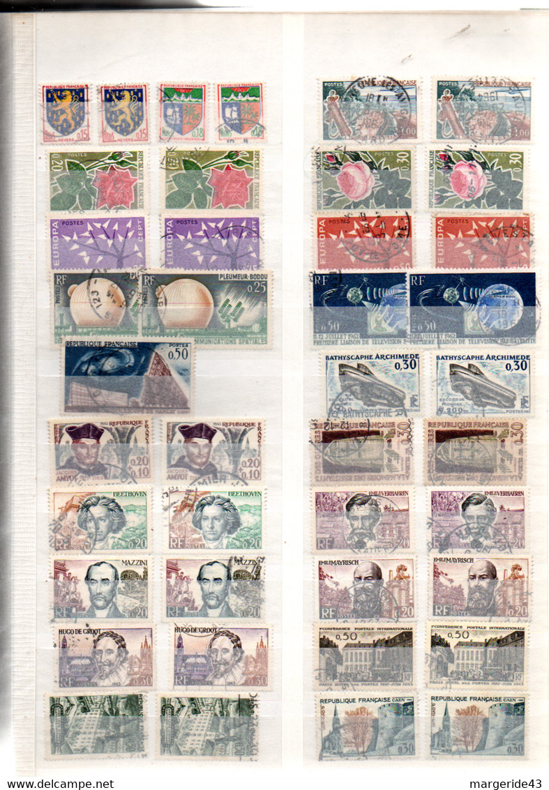 FRANCE LOT D'OBLITERES SUR PAGE - Vrac (max 999 Timbres)