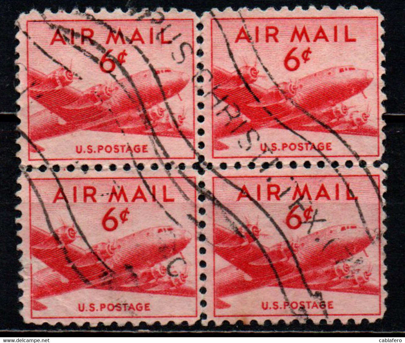 STATI UNITI - 1949 - DC-4 Skymaster - Small - Quartina - 6 C. - USATI - 2a. 1941-1960 Used