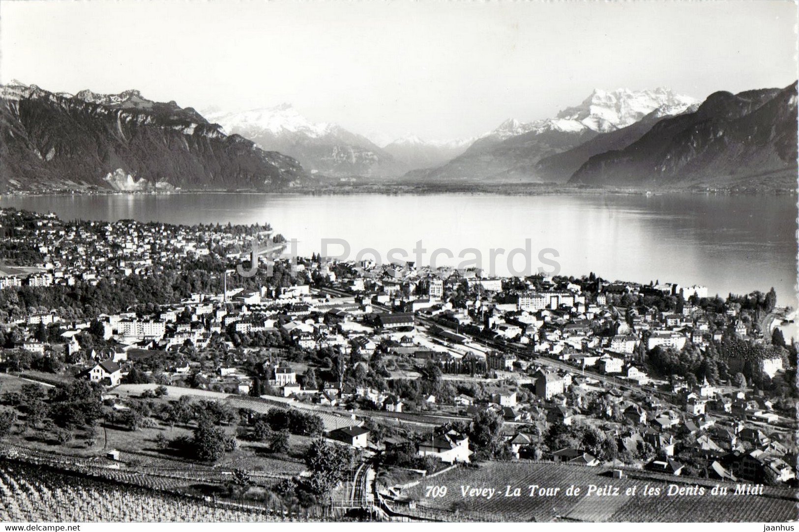 Vevey - La Tour De Peilz Et Les Dents Du Midi - 709 - Old Postcard - 1959 - Switzerland - Used - La Tour-de-Peilz