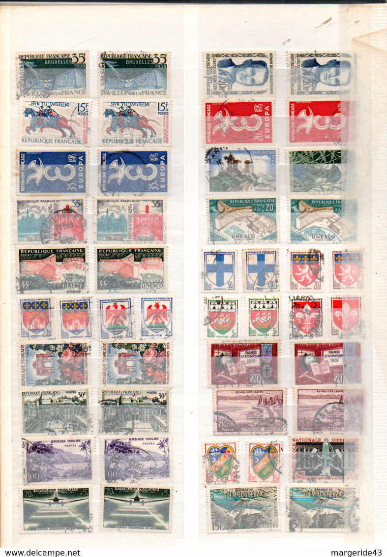 FRANCE LOT D'OBLITERES SUR PAGE - Vrac (max 999 Timbres)