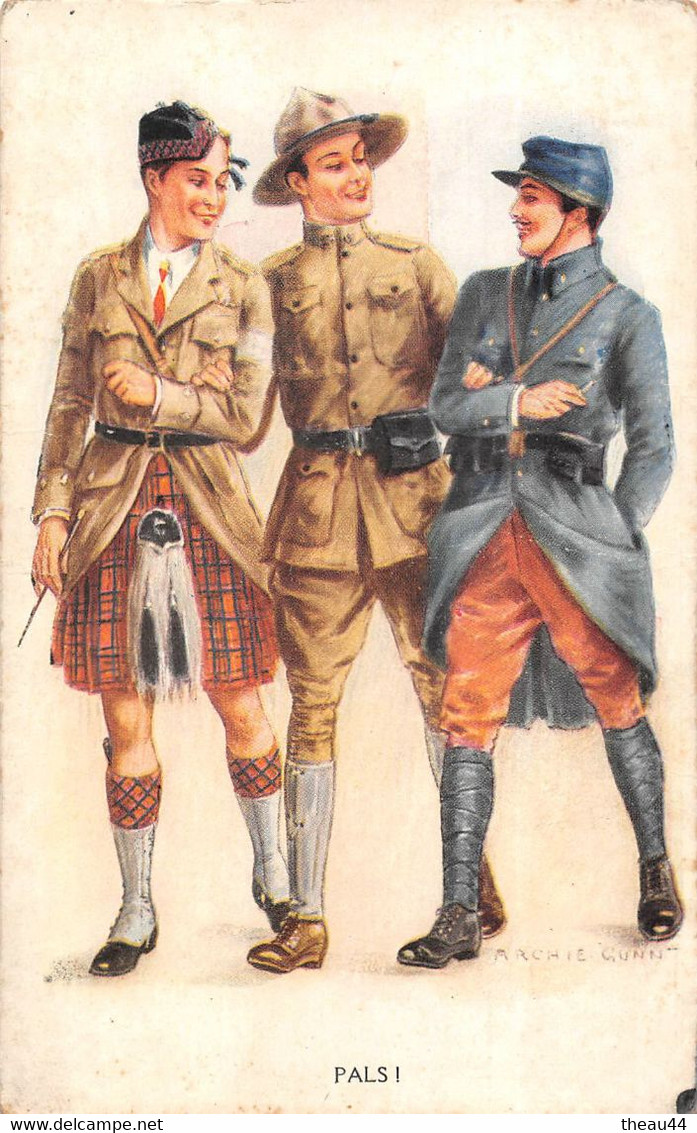 ¤¤  -  Illustrateur " Archie GUNN "  -  Soldat Américain Avec Un Ecossais Et Un Français   -  Pals     -  ¤¤ - Gunn