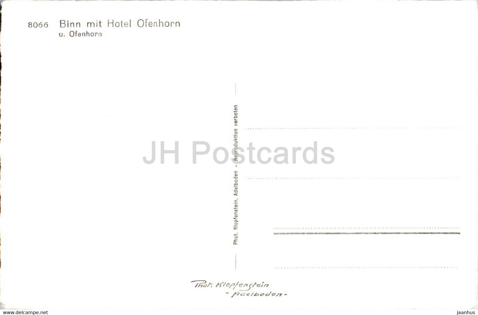 Binn Mit Hotel Ofenhorn - 8066 - Old Postcard - Switzerland - Unused - Binn