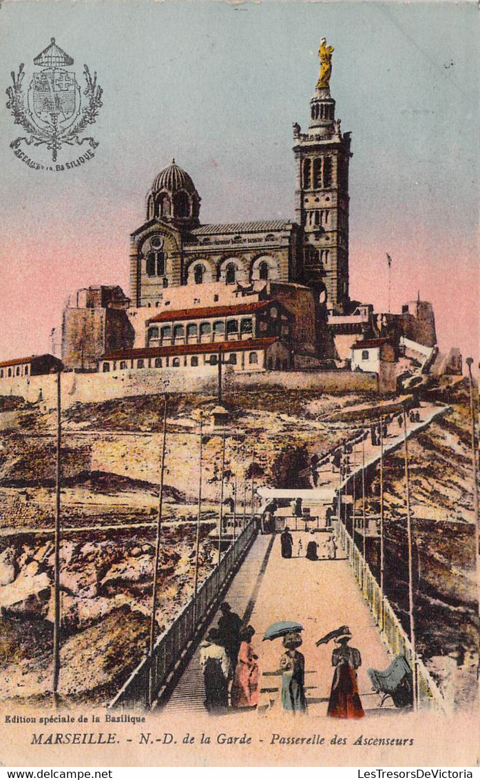 CPA - 13 - MARSEILLE - Notre Dame De La Garde - Passerelle Des Ascenseurs - Colorisée - Notre-Dame De La Garde, Lift