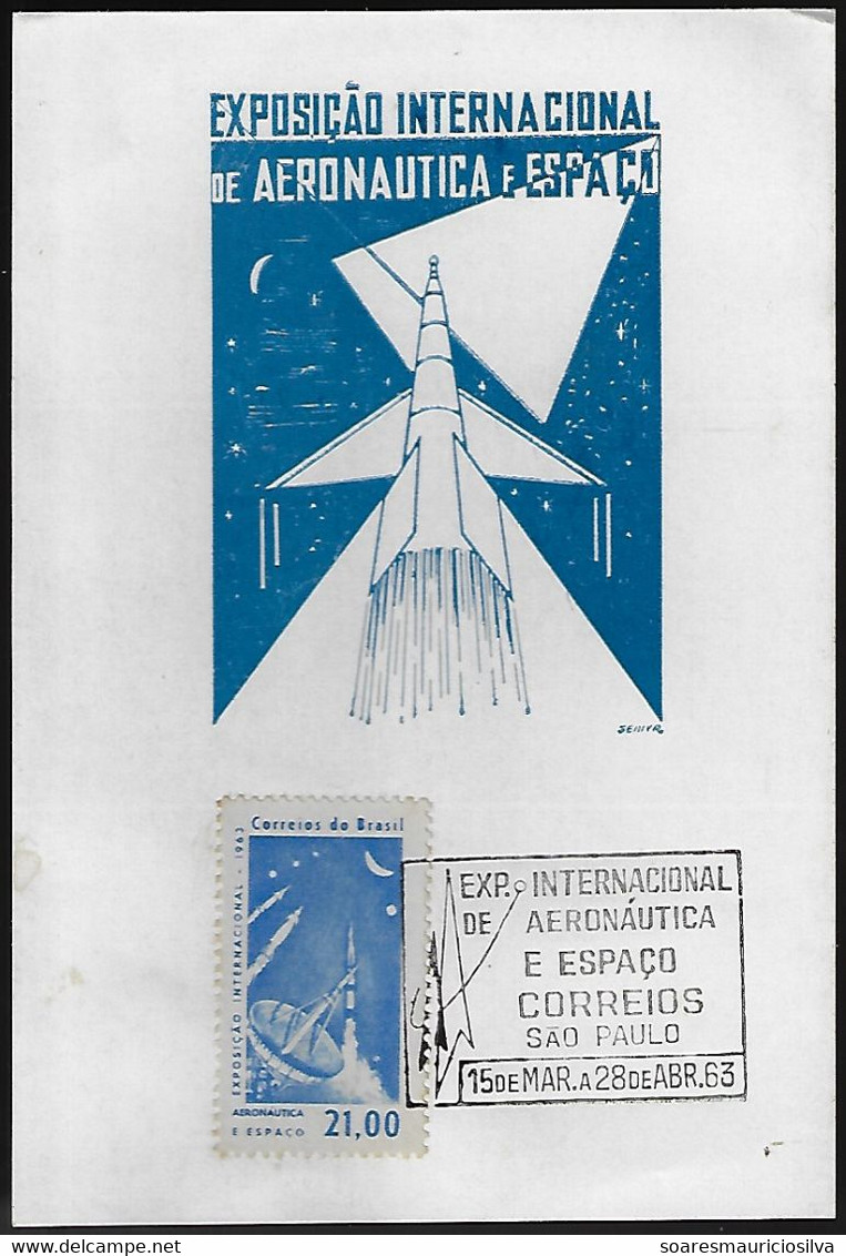 Brazil 1963 Souvenir Sheet International Exhibition Of Aeronautics And Space Rocket - América Del Sur