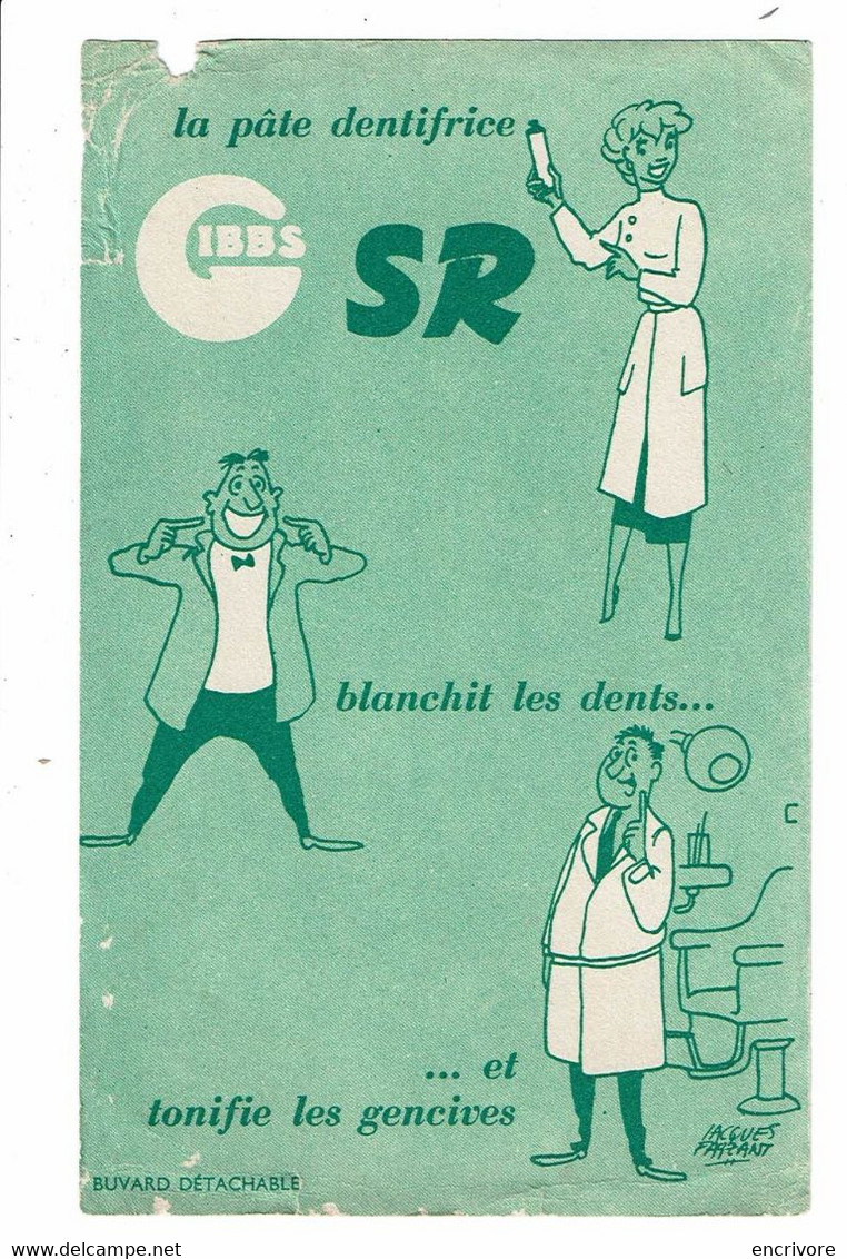 2 Buvard GIBBS Illustrés  Jacques FAIZANT Dentifrice SR Dentiste Dentifrice à La Chlorophylle Horloge Buvard Détachable - Parfum & Kosmetik