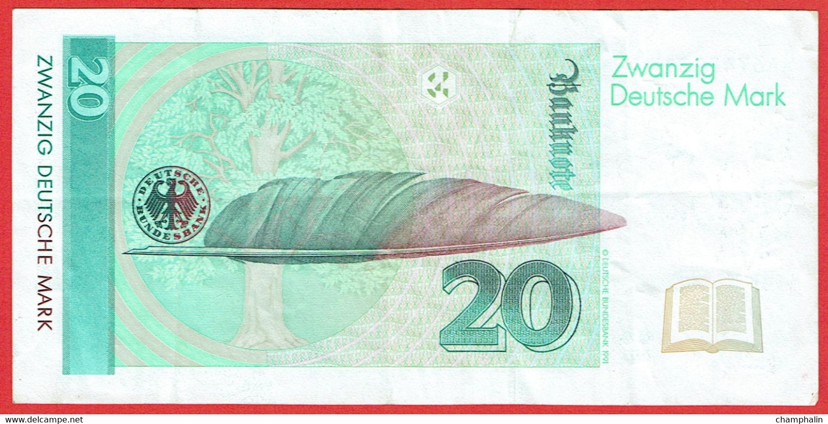 Allemagne - Billet De 20 Deutsche Mark - Annette Von Droste-Hülshoff - 1er Août 1991 - P39a - 20 Deutsche Mark