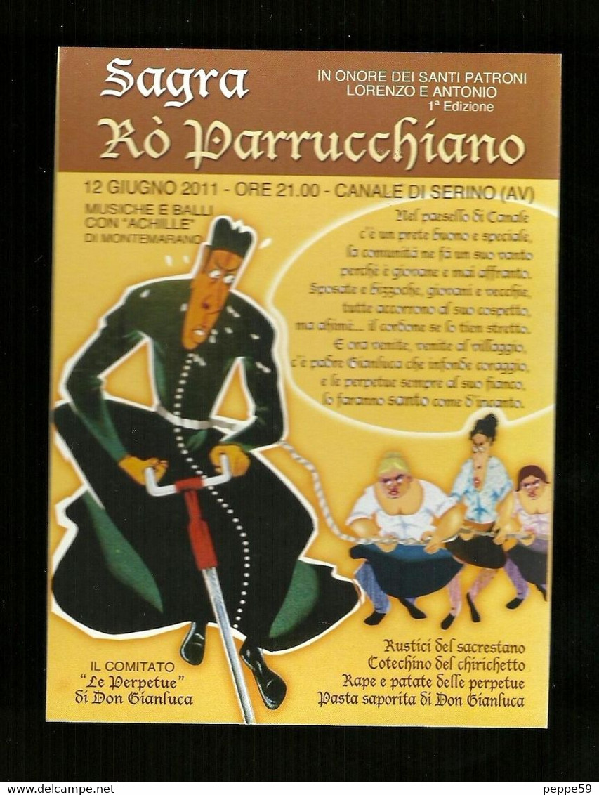 Cartoncino Pubblicitario Formato Cartolina - Sagra Rò Parrucchiano - Serino ( Avellino ) - Ferias