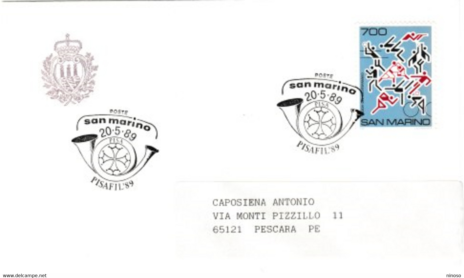 LETTERA CON TIMBRO PISAFIL'89  DEL 20/05/1989 - Lettres & Documents