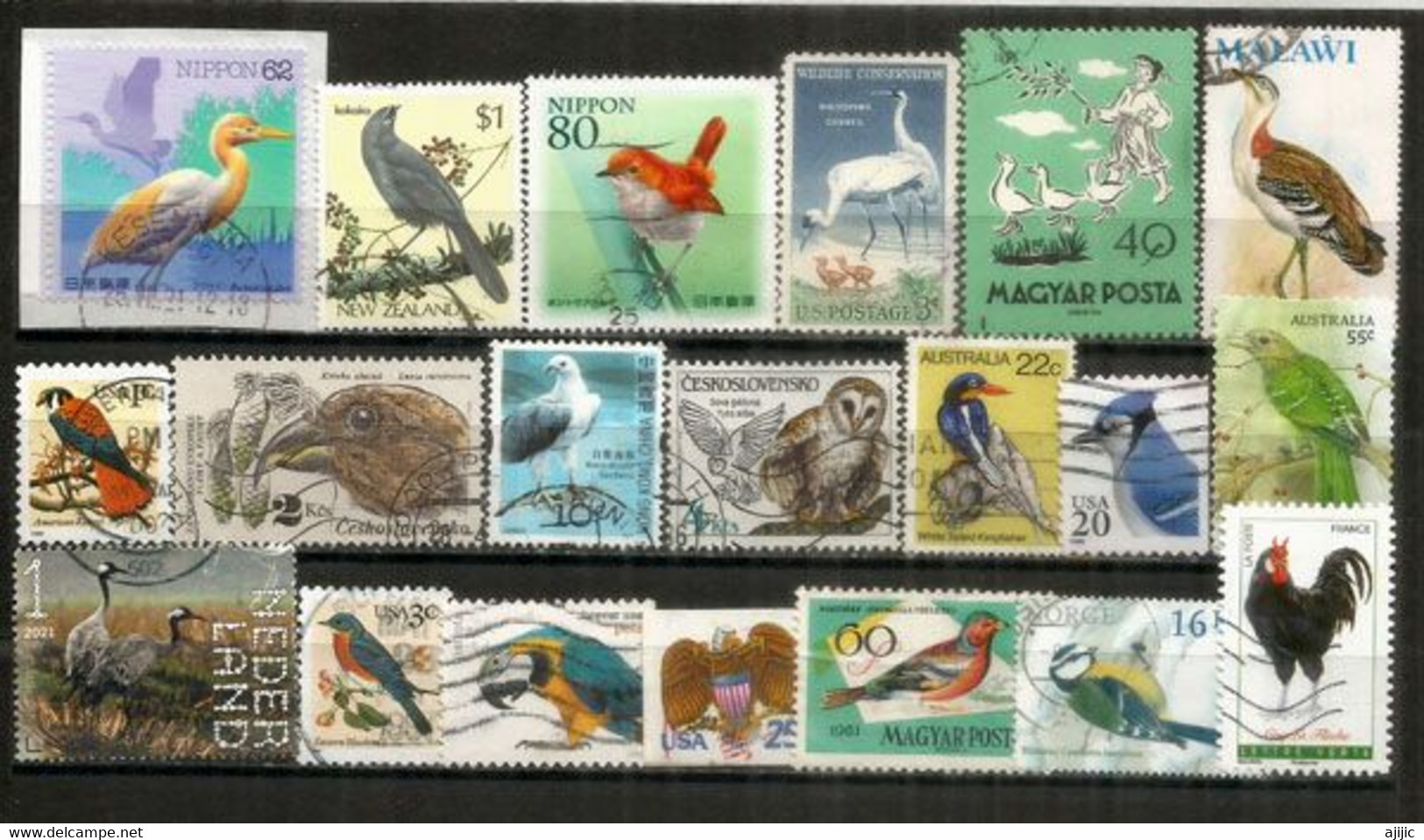 OISEAUX. Beau Lot 20 Timbres Oblitérés Différents, 1 ère Qualité, Provenant De Ma Correspondance.. Lot # 1 - Vrac (max 999 Timbres)