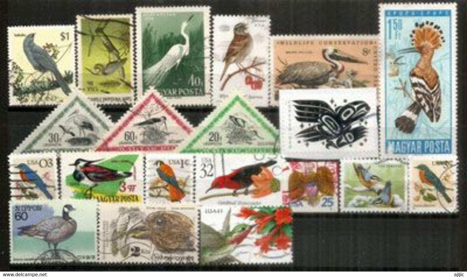 OISEAUX. Beau Lot 20 Timbres Oblitérés Différents, 1 ère Qualité, Provenant De Ma Correspondance.. Lot # 2 - Vrac (max 999 Timbres)