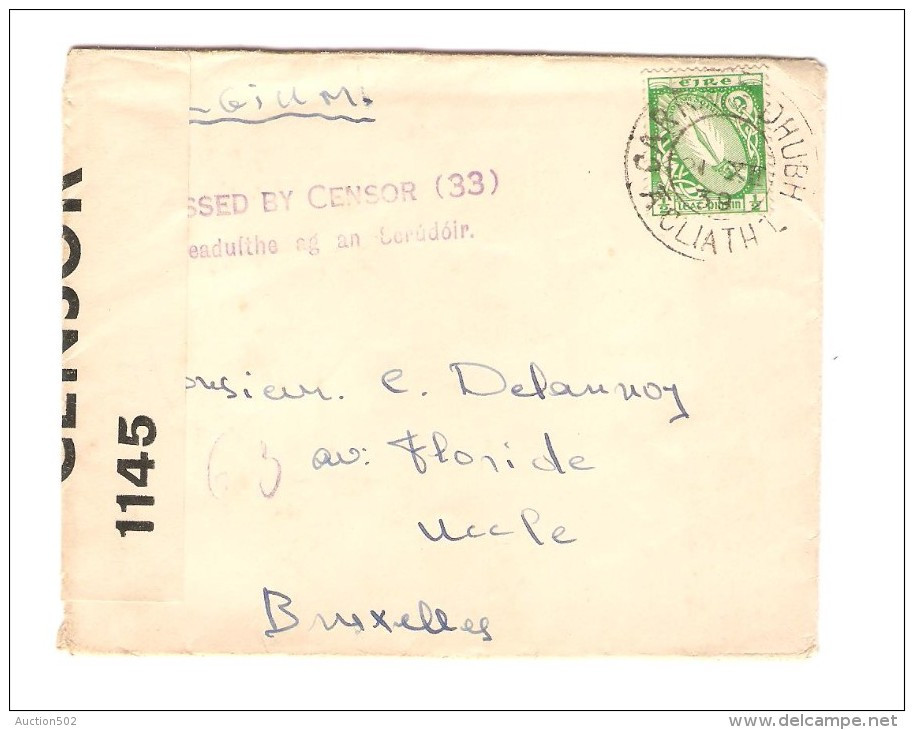 Eire-Irlande Cover 21/12/1939 Irish & English Censors To Belgium PR3008 - Briefe U. Dokumente