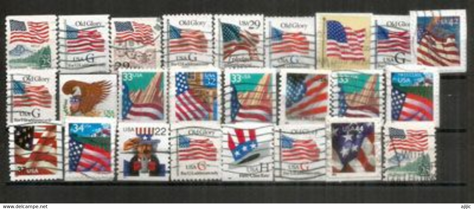 US FLAG / The Star-Spangled Banner. Beau Lot De 25 Timbres, Tous Différents, 1 ère Qualité, Oblitérés. Lot # 2 - Vrac (max 999 Timbres)