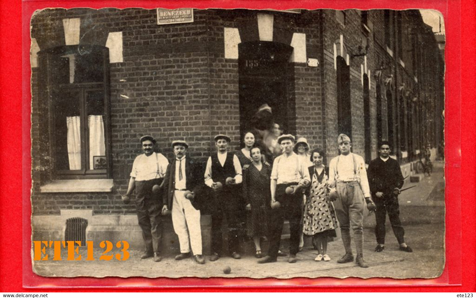 Carte Photo - Valencienne -  Café - 155 Rue Benezech Vieux-Condé - Joueurs De Boules Pétanque - Nord 59 - Valenciennes - Vieux Conde