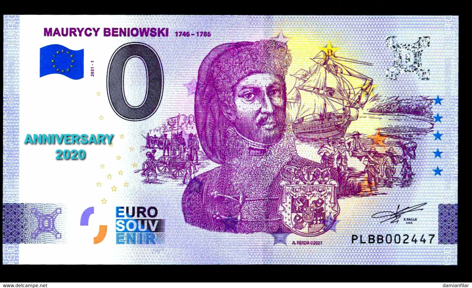 0 Euro Souvenir Maurycy Beniowski Anniversary Poland PLBB 2021-1 - Pologne