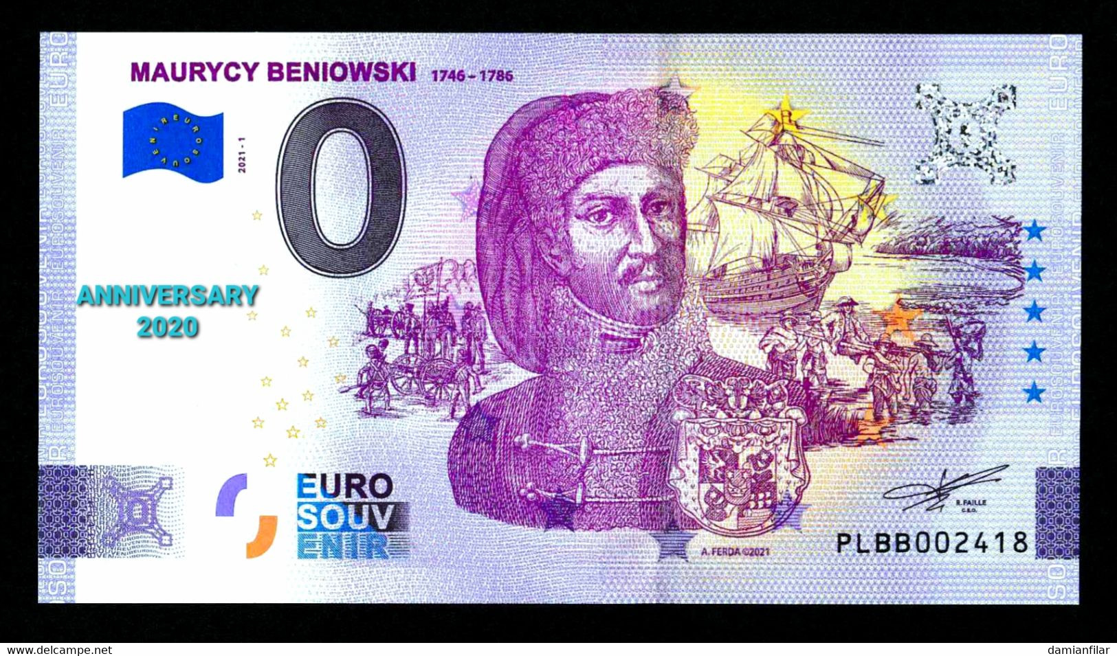 0 Euro Souvenir Maurycy Beniowski Anniversary Poland PLBB 2021-1 - Pologne