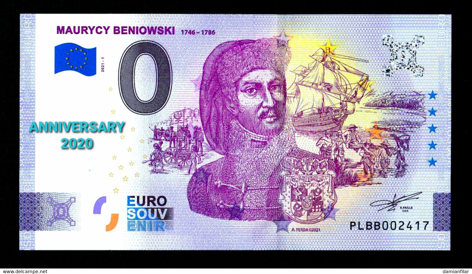 0 euro Souvenir Maurycy Beniowski Anniversary Poland PLBB 2021-1