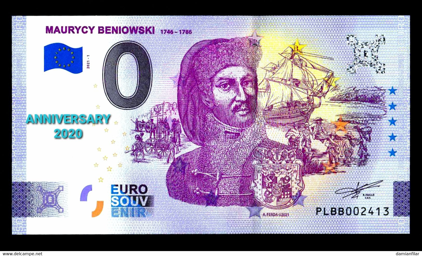 0 euro Souvenir Maurycy Beniowski Anniversary Poland PLBB 2021-1