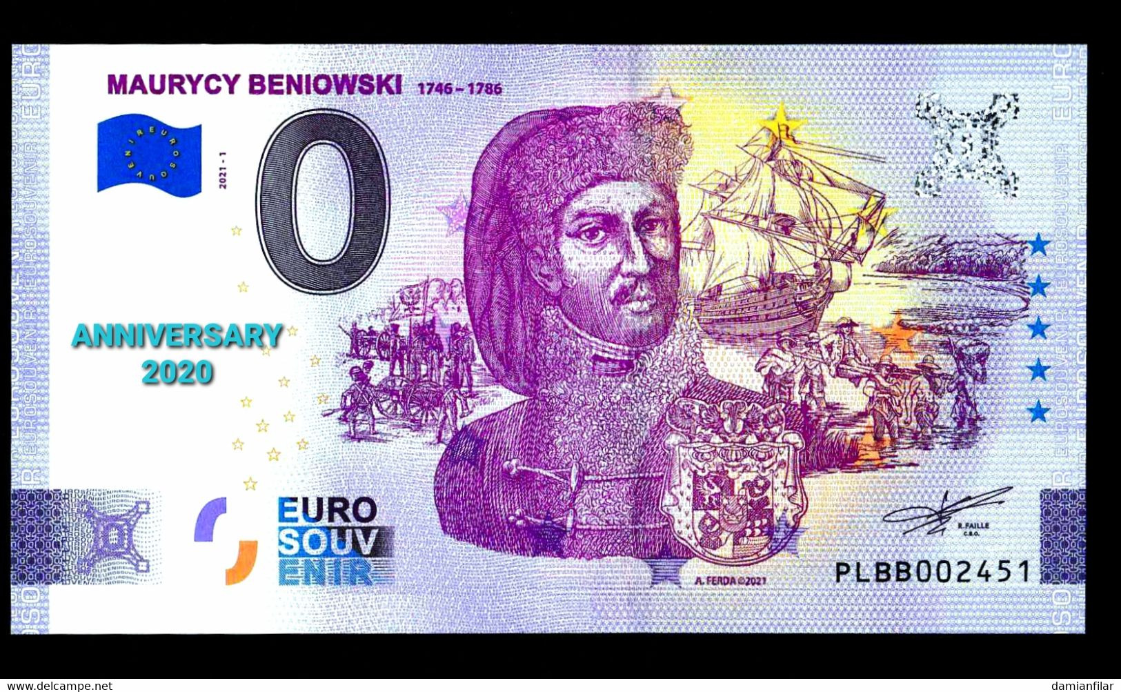 0 euro Souvenir Maurycy Beniowski Anniversary Poland PLBB 2021-1