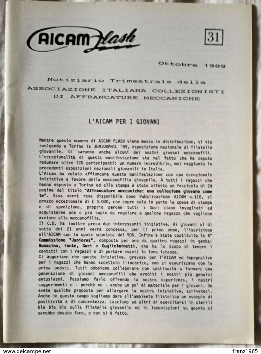 AICAM Flash - Notiziario Trimestrale AICAM - N. 31 Ottobre 1989 - Meccanofilia