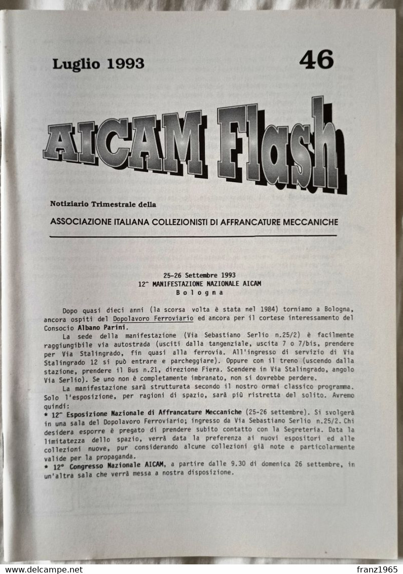 AICAM Flash - Notiziario Trimestrale AICAM - N. 46 Luglio 1993 - Oblitérations Mécaniques