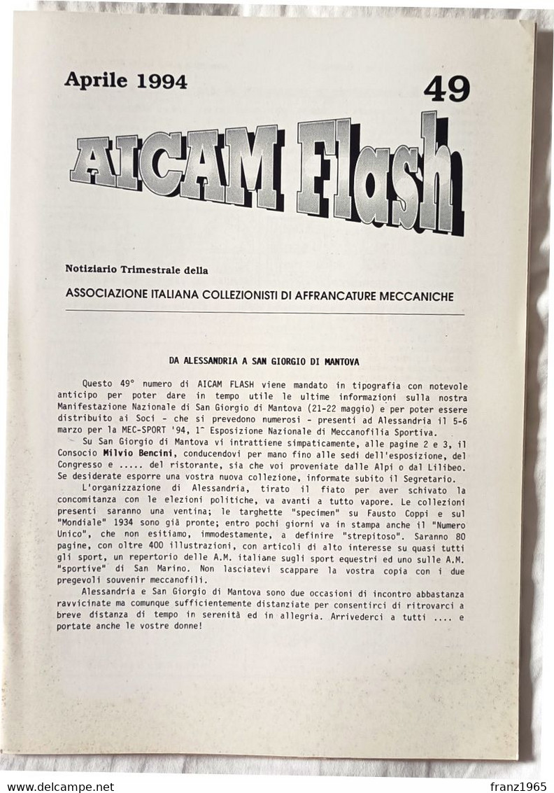 AICAM Flash - Notiziario Trimestrale AICAM - N. 49 Aprile 1994 - Oblitérations Mécaniques