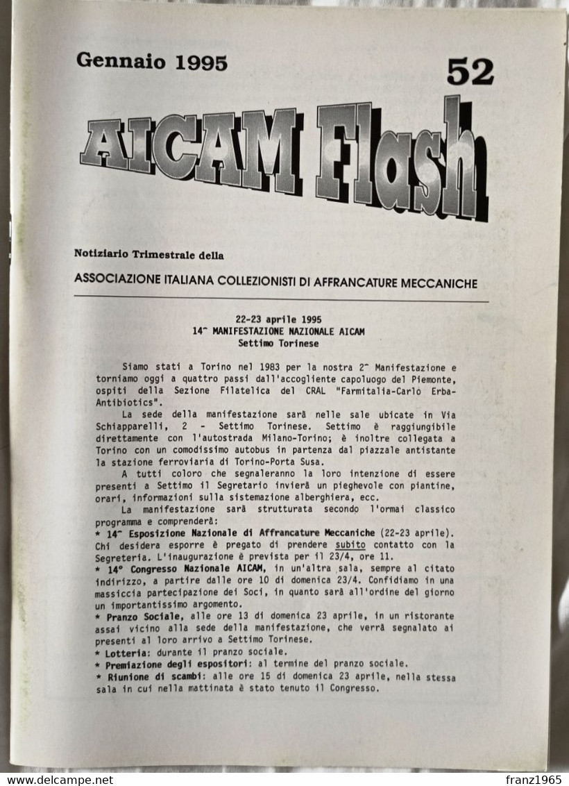 AICAM Flash - Notiziario Trimestrale AICAM - N. 52 Gennaio 1995 - Oblitérations Mécaniques