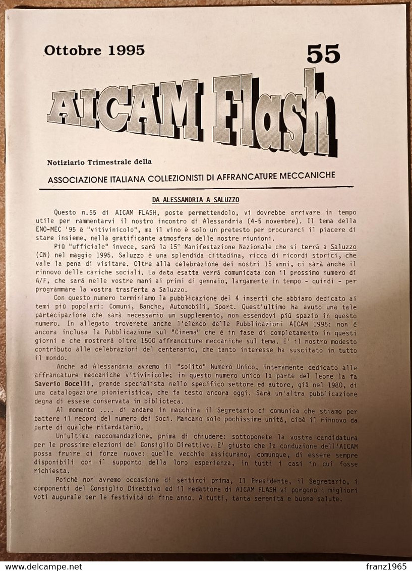 AICAM Flash - Notiziario Trimestrale AICAM - N. 55 Ottobre 1995 - Oblitérations Mécaniques