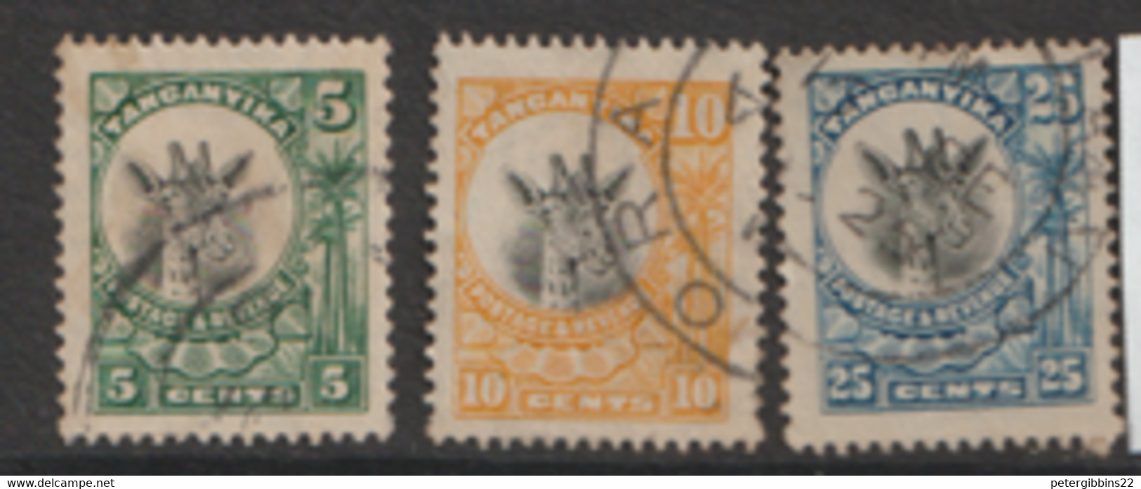 Tanganyika  1925  SG  89-91   Fine Used - Tanganyika (...-1932)