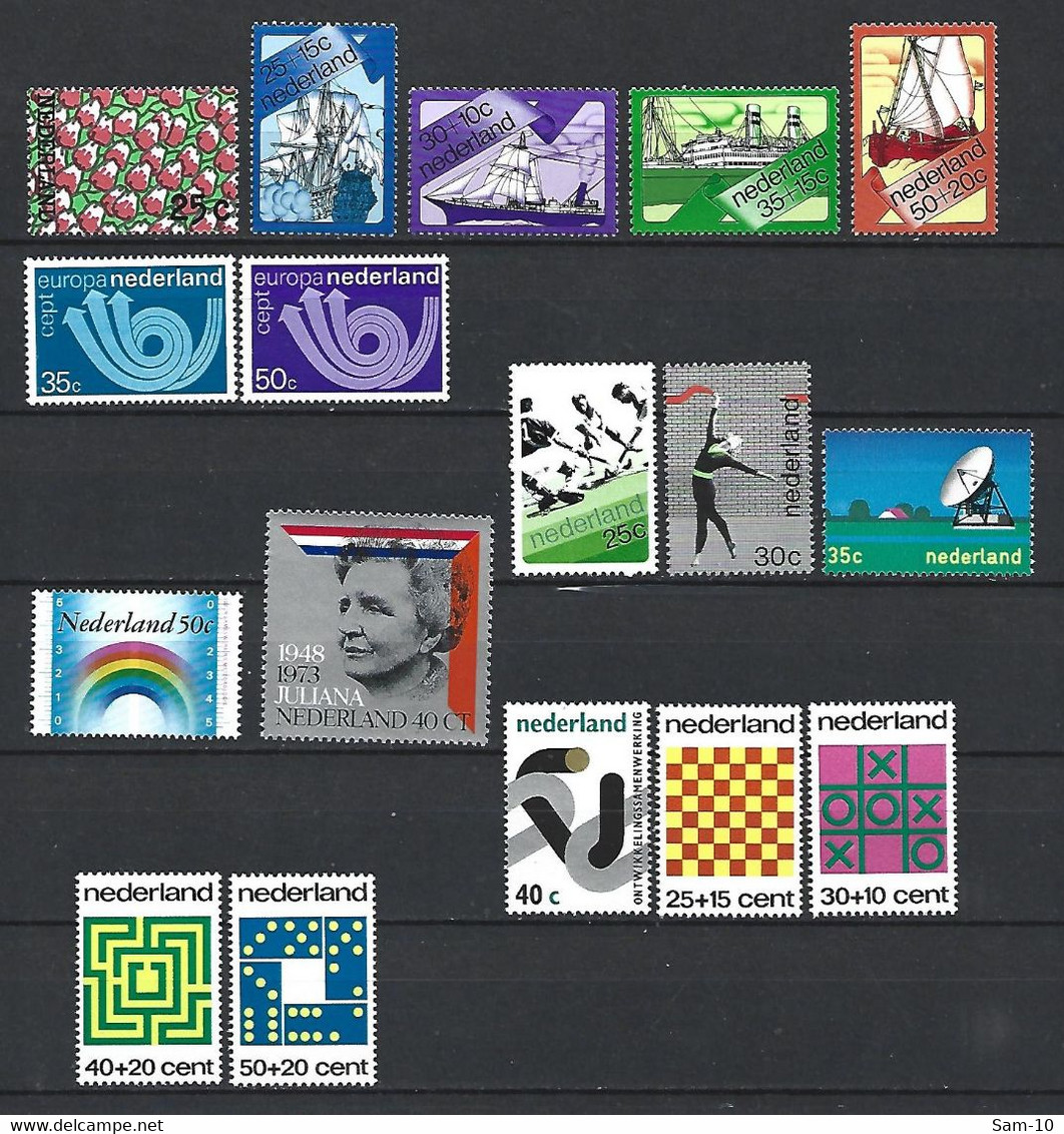 Timbre De Pays-Bas Neuf ** N 976 / 993 Manque Le N 976  Année 1973 - Full Years