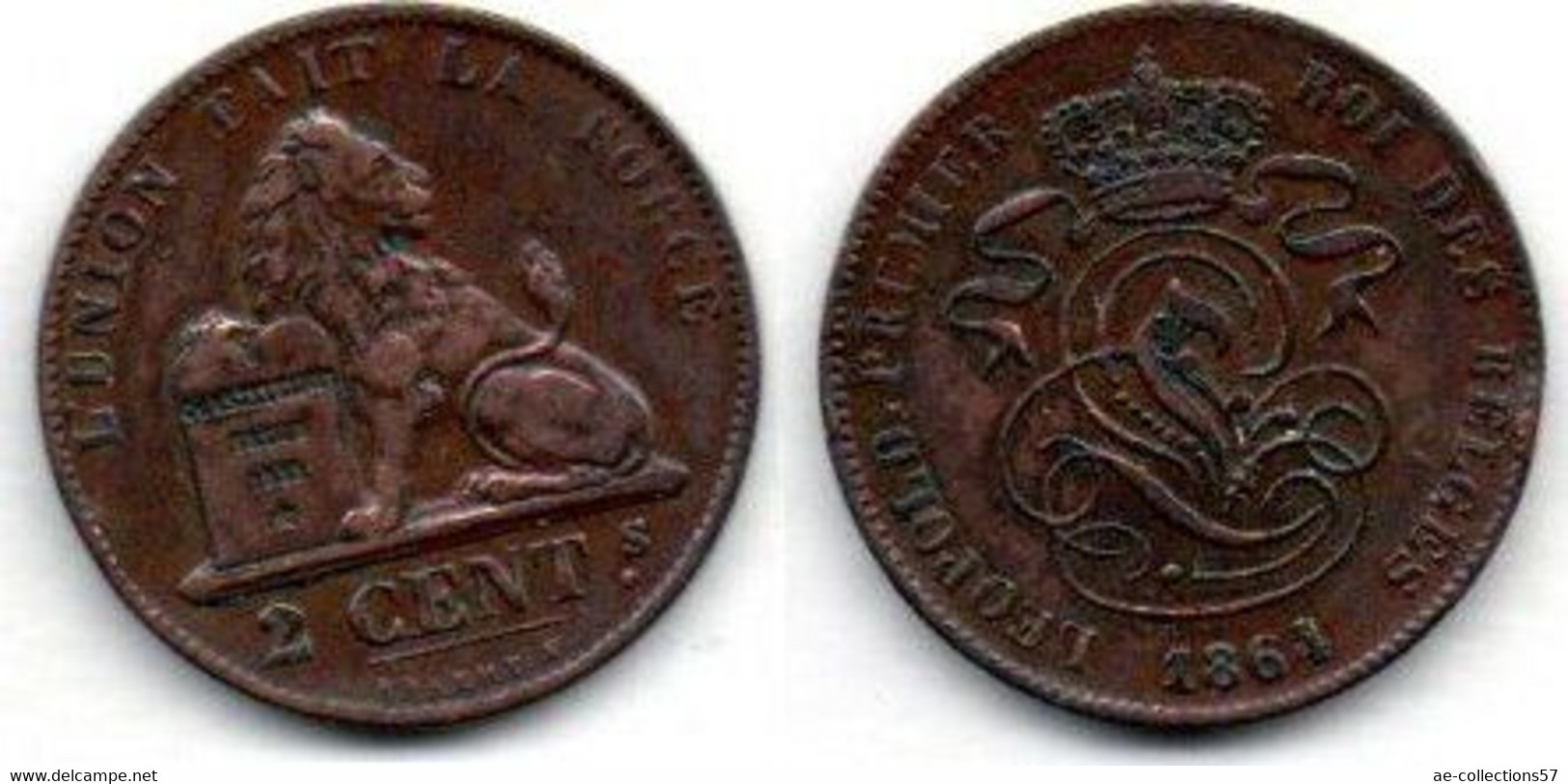 Belgique - Belgien - Belgium 2 Centimes 1864 TB - 2 Cents