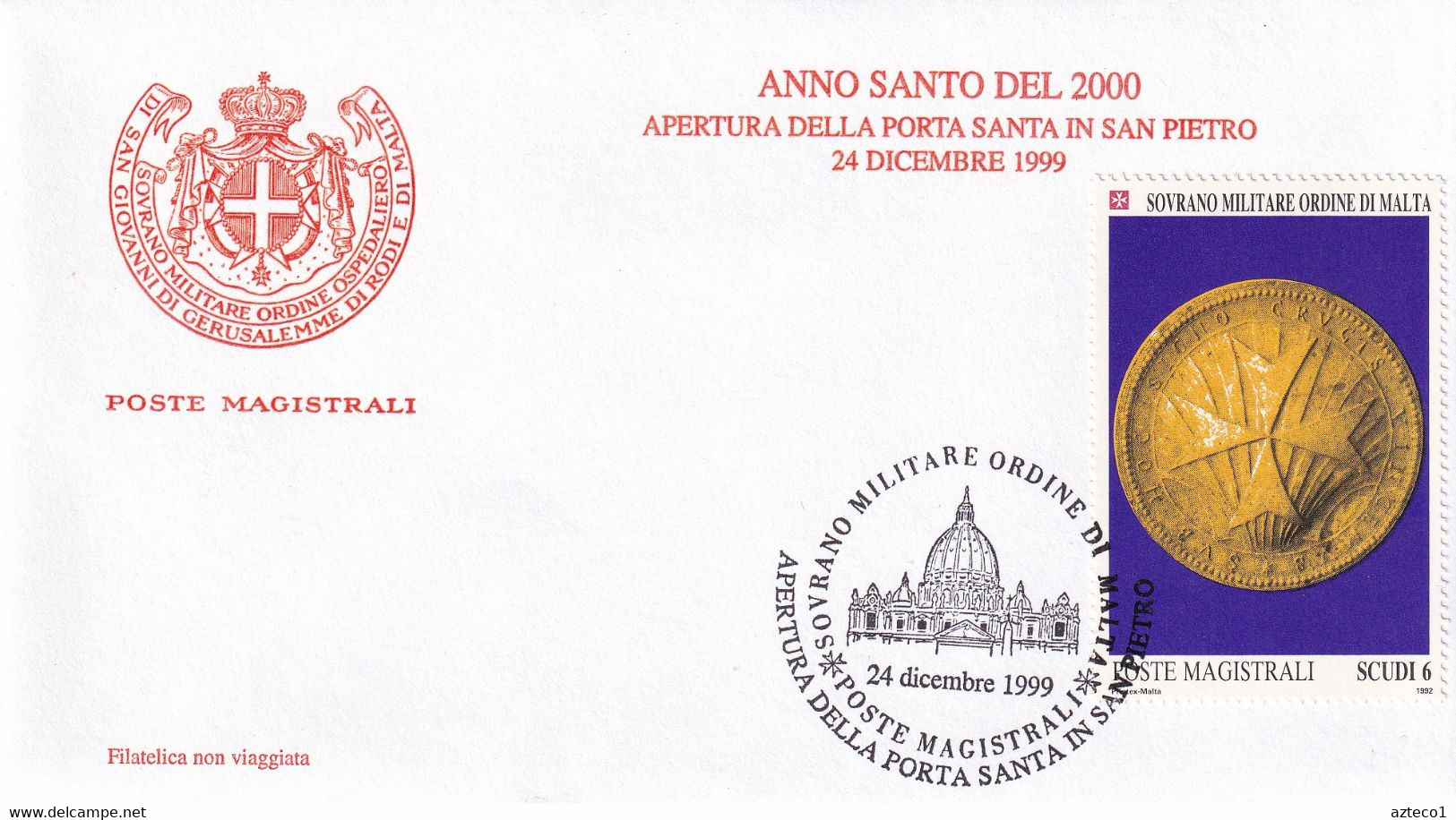 S.M.O.M. - FDC 1999 - ANNO SANTO DEL 2000 - AFFRANCATO CON MEDAGLIE DA 6 SCUDI DEL 1992 - ANNULLO SPECIALE - Sovrano Militare Ordine Di Malta