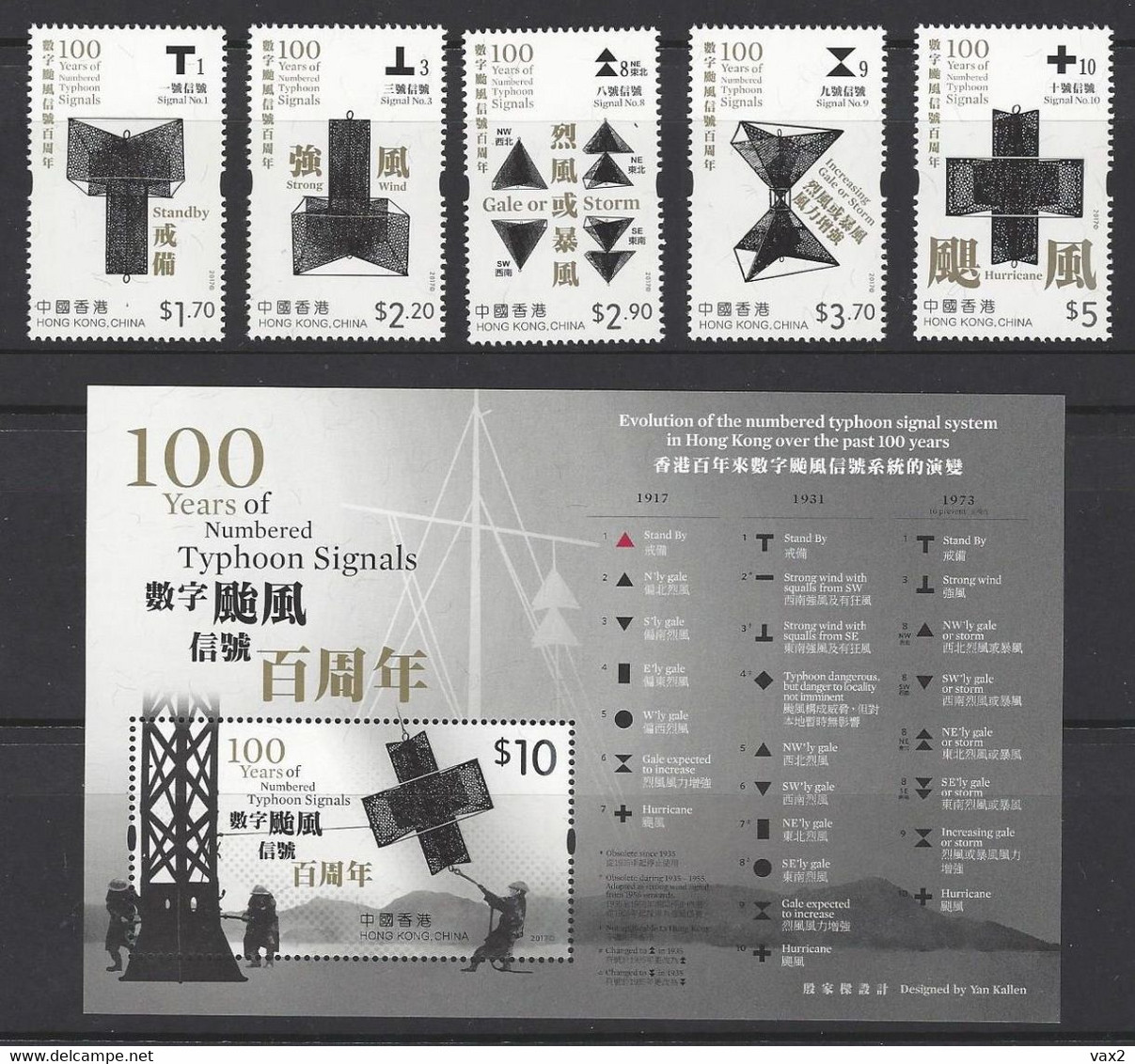 Hong Kong 2017 S#1848-1853 100 Years Of Numbered Typhoon Signals Set+M/S MNH Unusual (Braille Ink) - Nuevos