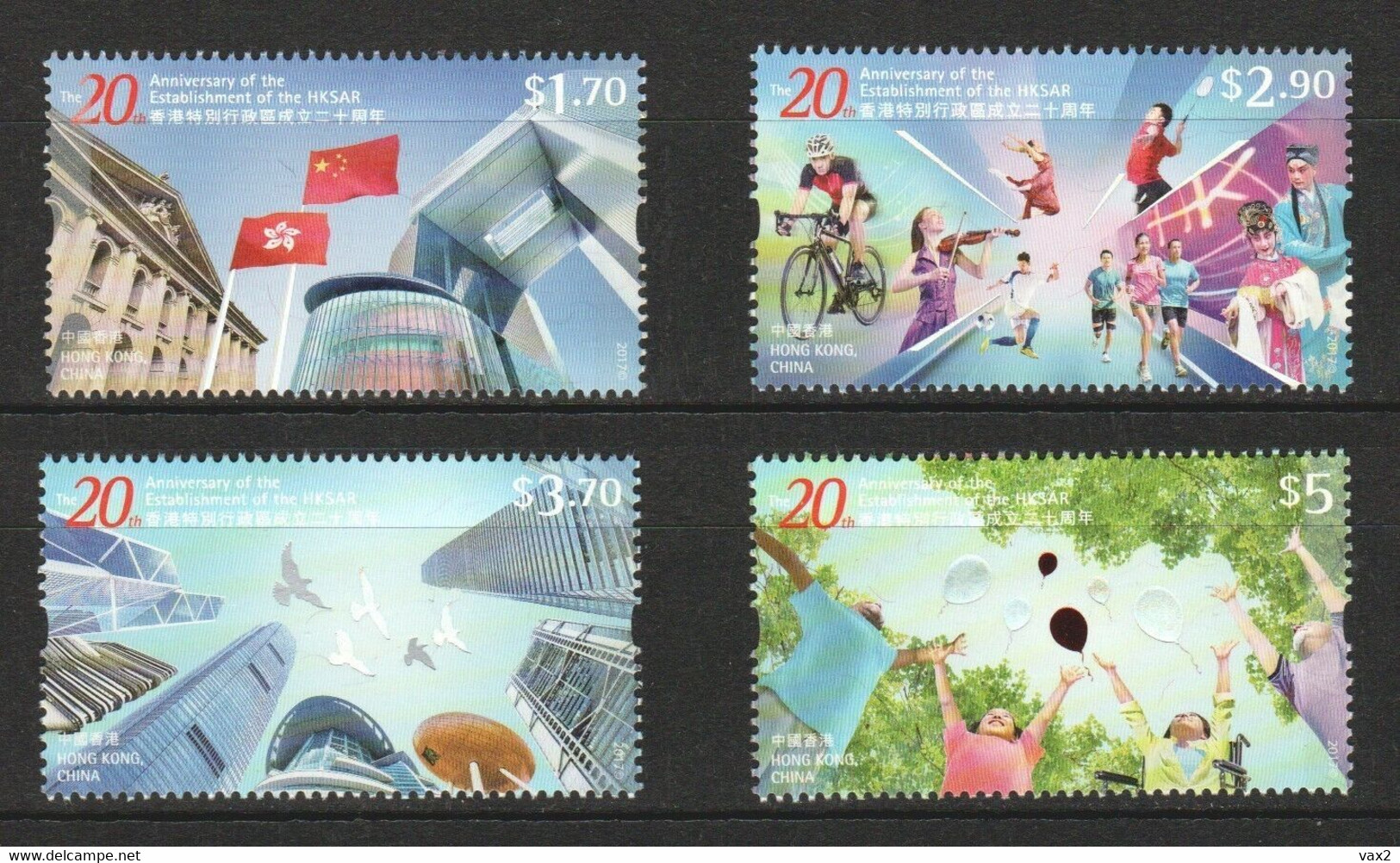 Hong Kong 2017 S#1856-1859 20th Anniversary MNH Bicycle Music Football Soccer Dance Badminton Opera Dove Pigeon Unusual - Unused Stamps