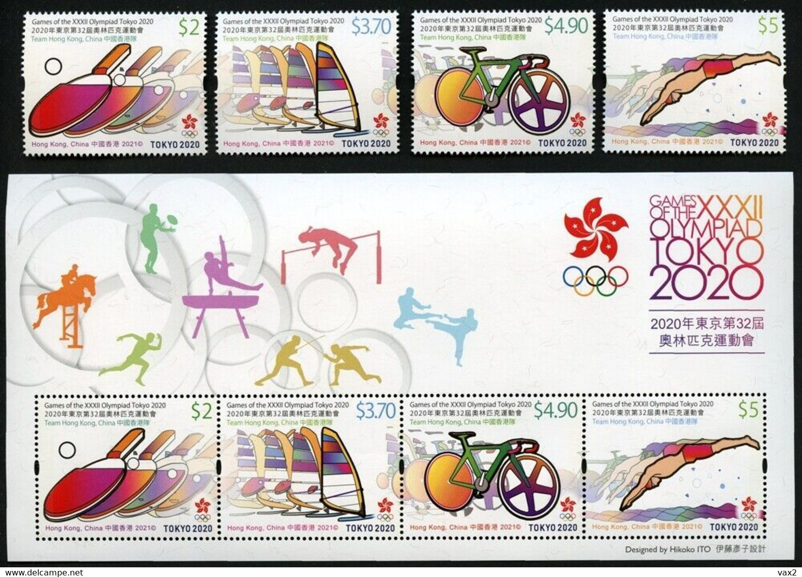 Hong Kong 2021 S#2173-2176a Olympiad Tokyo 2020 Set+M/S MNH Sport Olympics Olympic Table Tennis Bicycle Unusual - Neufs