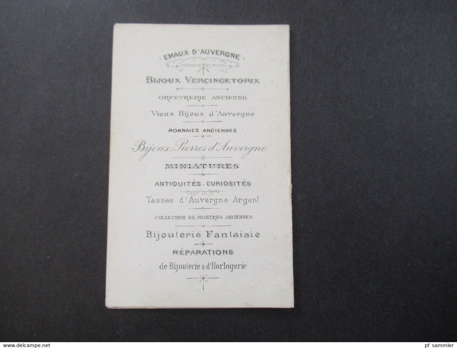 Frankreich Um 1900 Dekorative Werbekarte / Visitenkarte Maison Fabre & Veysset Horlogerie / Bijouterie In Clermont - Advertising