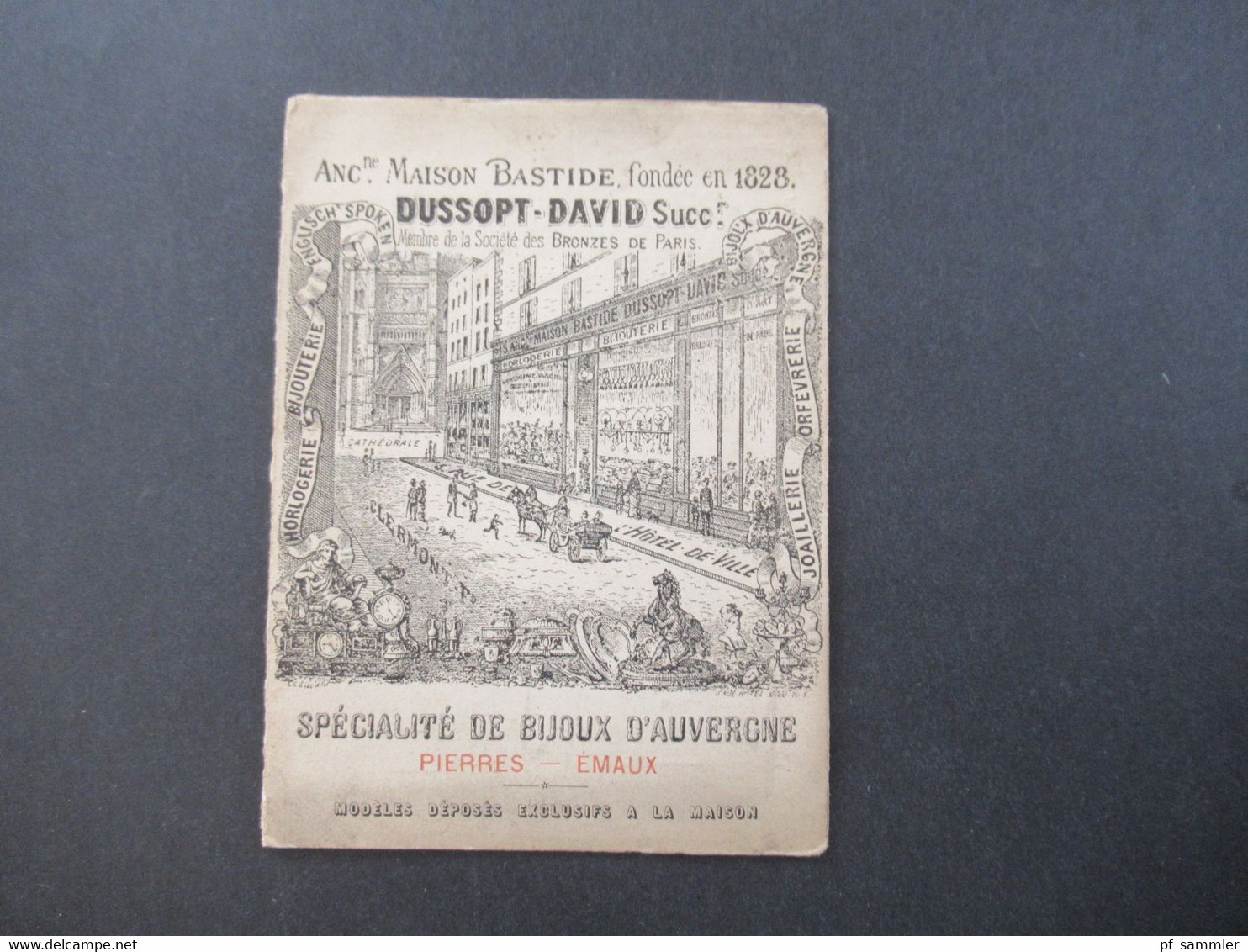 Frankreich Um 1890 Dekorative Werbekarte / Visitenkarte Klappkarte Mit Stadtplan Clermont / Maison Bastide Dussopt David - Publicités