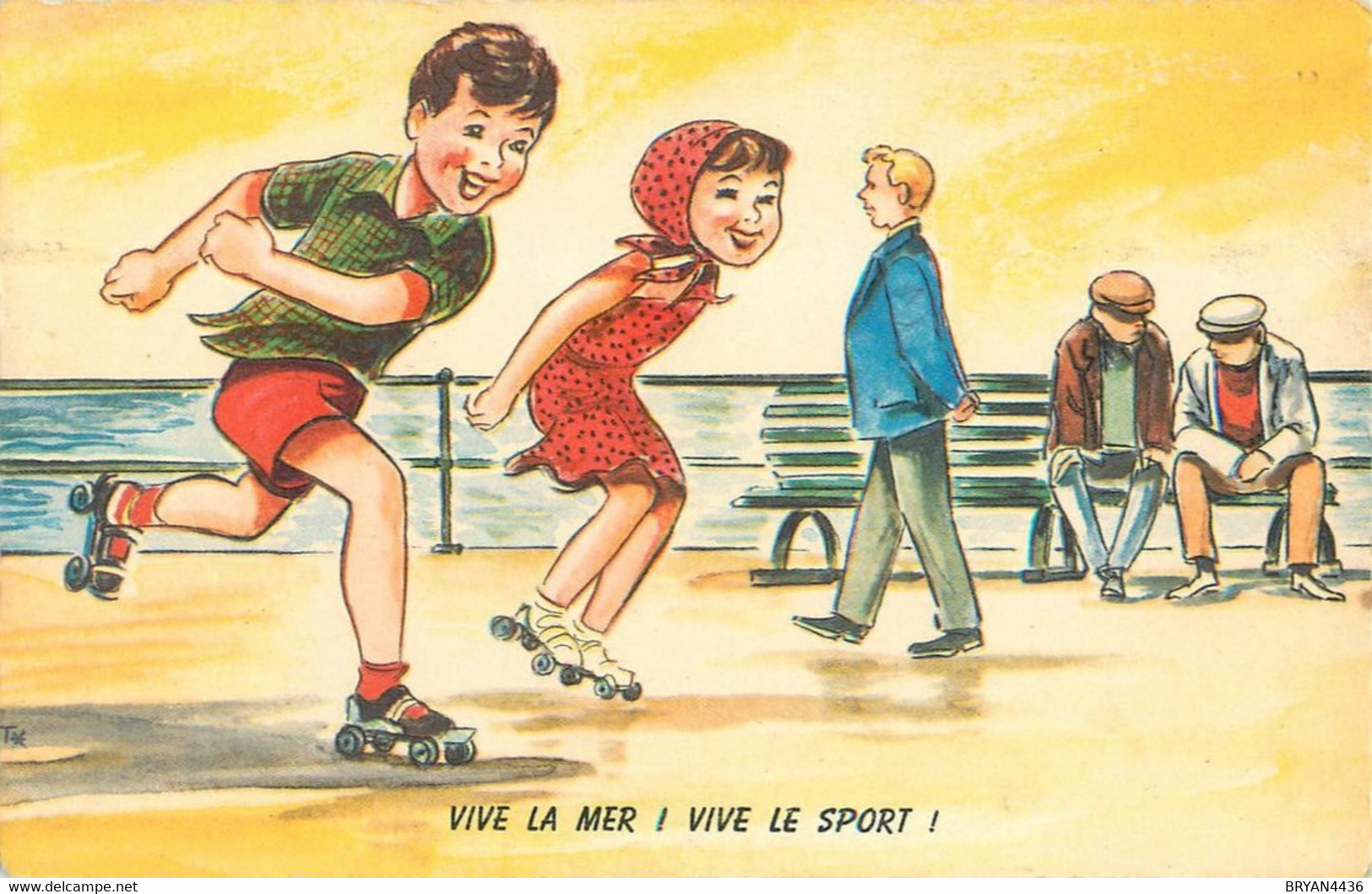 ILLUSTRATEUR - ENFANTS - SPORT SKATING - PATINS à ROULETTES - ROLLER - CARTE - TRES BON ETAT - Skateboard