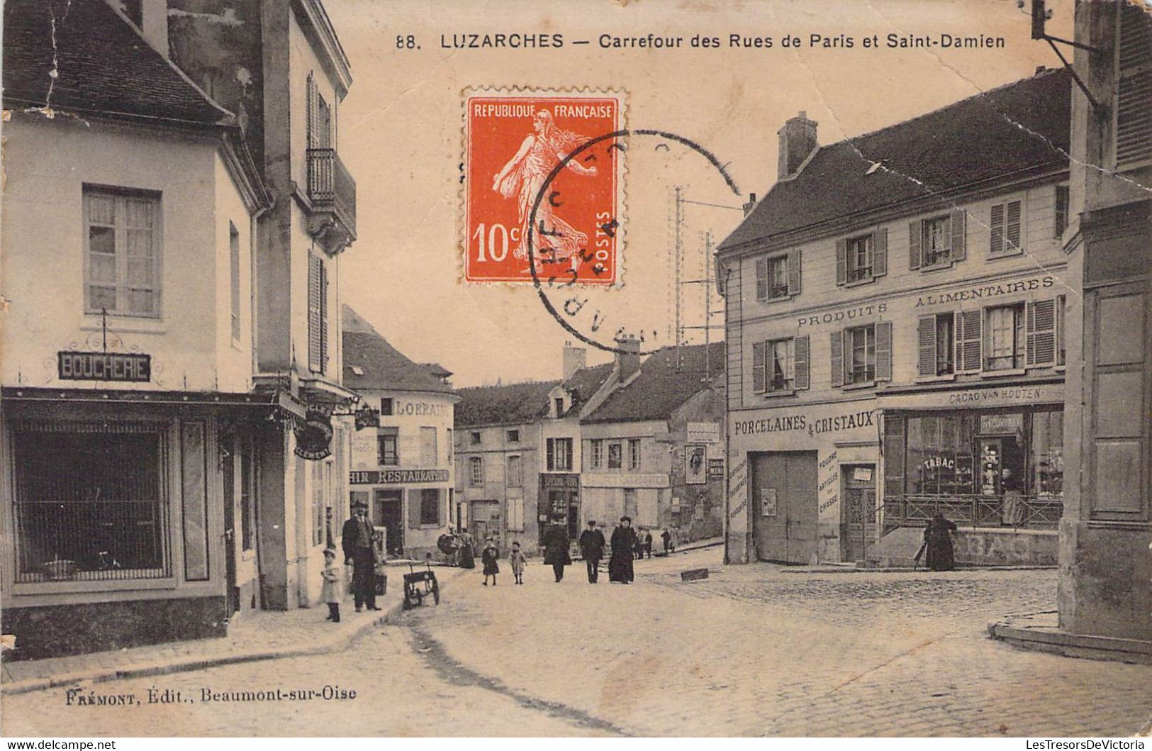 CPA - 95 - LUZARCHES - Carrefour Des Rues De Paris Et Saint Damien - Animée - Luzarches