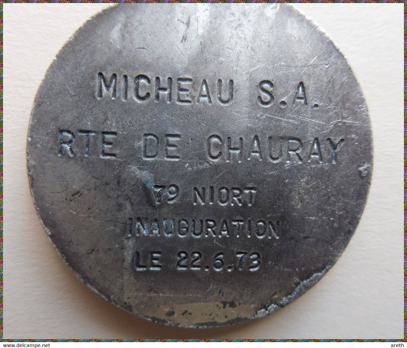 Coupe-papier Ouvre-lettre Publicitaire Métal Pour Micheau SA Niort Inauguration 1973 / Reproduction Pièce Napoléon III - Brieföffner