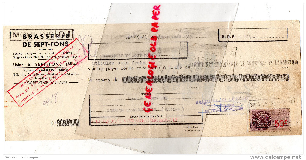 03 - DIOU- TRAITE BRASSERIE DE SEPT FONS- BUREAUX A MOULINS- 1945 - 1900 – 1949